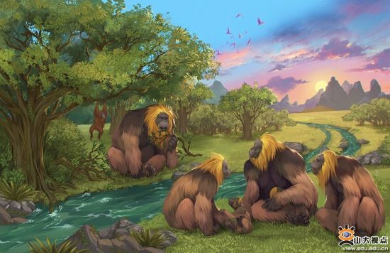 圖2 步氏巨猿生活場景復原圖(Garcia / Joannes-Boyau 繪制)